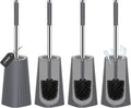 SetSail Toilet Brush, Compact Size Toilet Bowl Brush and Holder Toilet Brushes for Bathroom with Stainless Steel Handle Toilet Cleaner Brush with Durable Scrubbing Bristles, 4 Packs, Gery