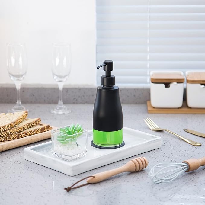 Gaussra Black Soap Dispenser with Coasterand Stickers, Refillable Liquid Stainless Steel Soap Dispenser for Kitchen Sink, Bathroom Countertop (11OZ / 320ML)