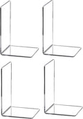 4pcs Clear Book Ends for Heavy Books,Acrylic Book Shelf Organizer for Desk,Plastic Heavy Duty Book Holders Stand and Invisible Bookshelf Dividers Decorative,Suitable for Office Home Weighted Bookends