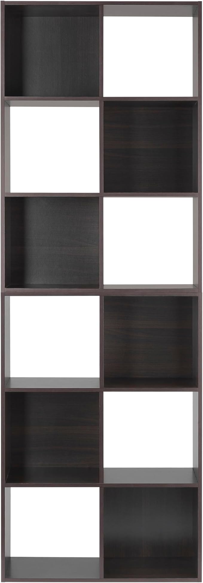 Whitmor 6 Cube Storage Organizer, 3 Tier Stackable Mdf Wood Bookcase, Open Storage Display Bookshelf, Storage Cabinet for Living Room, Bedroom, Home, Office, 23.7"L x 11.7"W x 35.2"H, Espresso