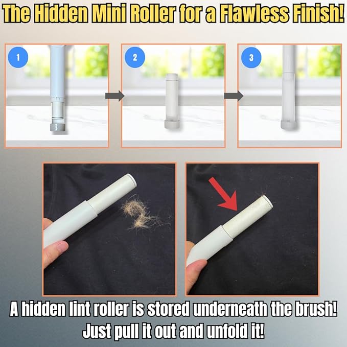 SufurLint 4 in 1 Multi - Pet Hair Lint roller Brush - Lint Remover tool - Cat Dog Hair Removal, Furniture, Carpet rake, rug, Clothes, Car Seat cleaning - fur Remover cleaner, mini rollers, magic brush