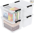 Aninhao 50 Quart Clear Latching Storage Box Bins, 4 Packs, Large Plastic Storage Boxes with Wheels