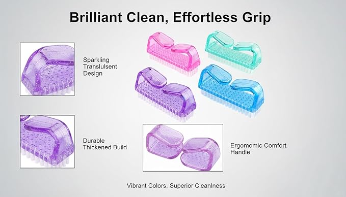 3Pcs Different Kinds of Fingernail brush with Plastic Handle Nail brush for cleaning Fingernails - Easy to use Nail Scrub brush - Nail Cleaner Nail brushes for Hands Feet(pink)