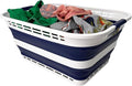 SAMMART 42L (11 Gallons) Collapsible Plastic Laundry Basket - Foldable Pop Up Storage Container/Organizer - Portable Washing Tub - Space Saving Hamper/Basket [BPA Free] (White/Starry Blue)