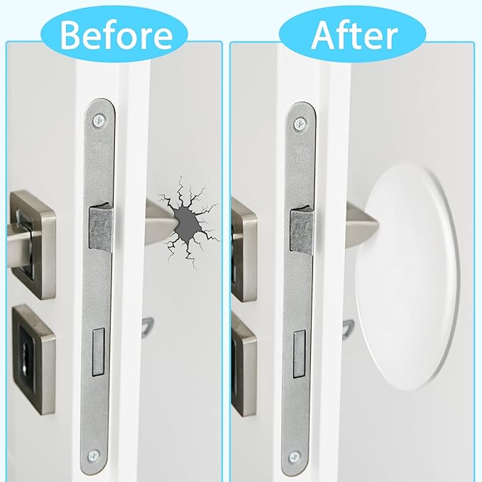 Nosiny 8 Pack Door Knob Protector Plastic 5 Inch White Self Adhesive Door Knob Protector Avoids Handle Damage (Clear)