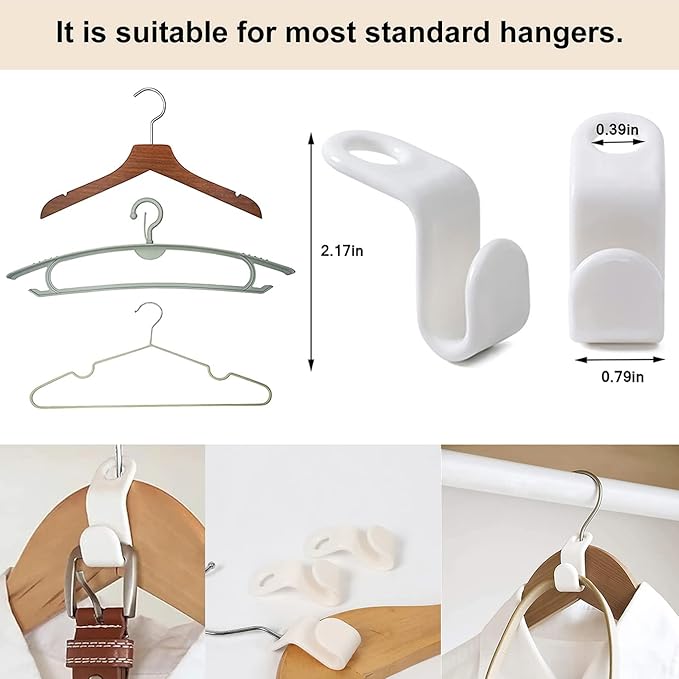 30PCS Clothes Hanger Connector Hooks, Hanger Extender Clips,Cascading Hanger Hooks,Used in Closet Hangers Space Saving and Organizer Closets
