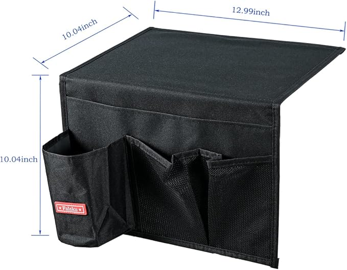Falaku Bedside Caddy, 4 Pockets Bedside Organizer Caddy Under Mattress,Holds Water Bottles,Magazines,Books (Classic 4 Pockets-Black)