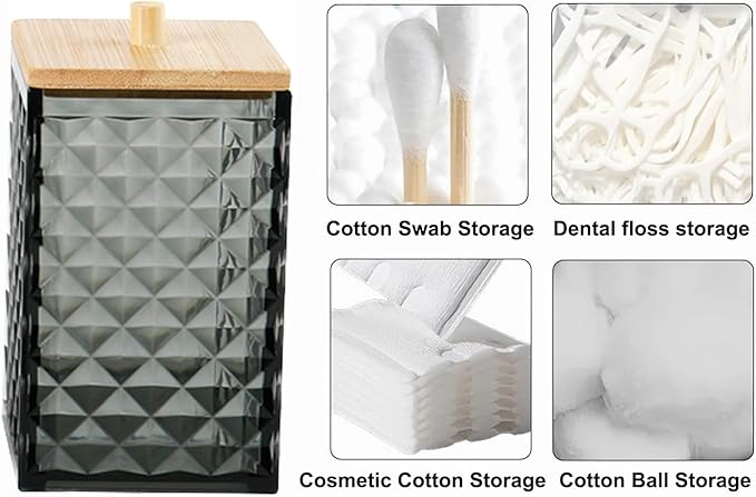 Grey Bathroom Accessory Set, 6 PCS Grey Bathroom Accessories Set, Soap Dispenser, Toothbrush Holder, Soap Dish, Mouthwash Cup, Cotton Swab Holder and Toilet Brush, Acrylic