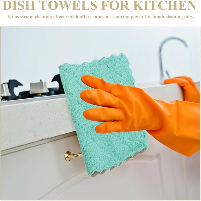 Kitchen Dish Cloths 10-Pack Microfiber Cleaning Cloths Water Absorbing Washcloths for Dishes Glassware and Countertop Cleaning
