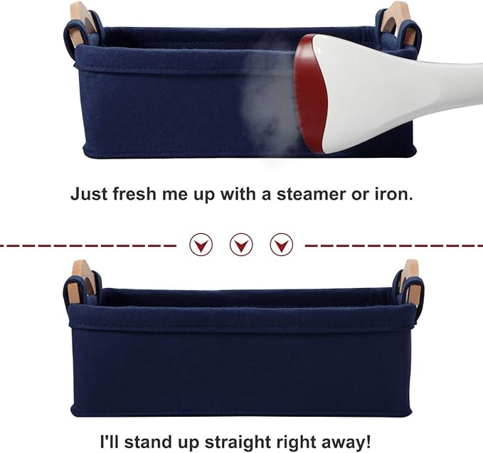 Rectangle Storage Baskets Navy Blue Storage Baskets Soft Decorative Nursery Bins for Books Magazines Album Dog Toys Bra Socks