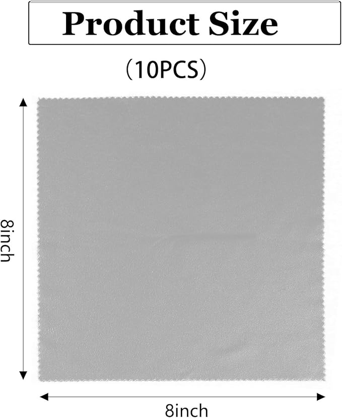 10PCS Suede Microfiber Cloths, 8"×8" Suede Cloth Cleaning Rags, Double-Sided Cleaning Cloths for Car LCD Display, Screens, Glasses, Lenses, Mirrors, Windows, Delicate Surfaces (Gray)