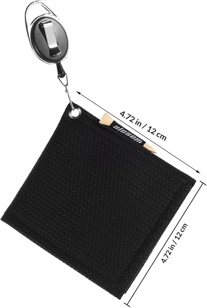 PRETYZOOM Golf Towel with Extendable Reel for Clubs and Balls Black Microfiber Cleaning Cloth Small Golf Accessory for On-Course Use
