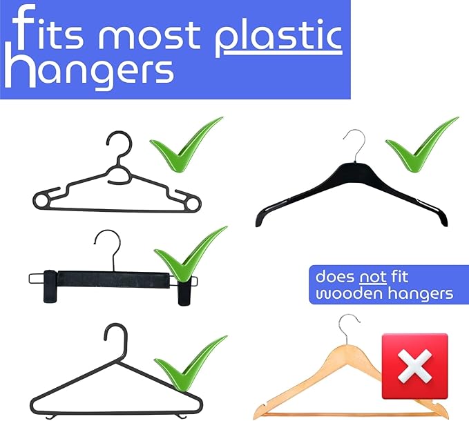 Hanger Hooks - Space-Saving Closet Organizers - Connector Hooks for Clothes, Accessories & Bags - 20 Pack of Black