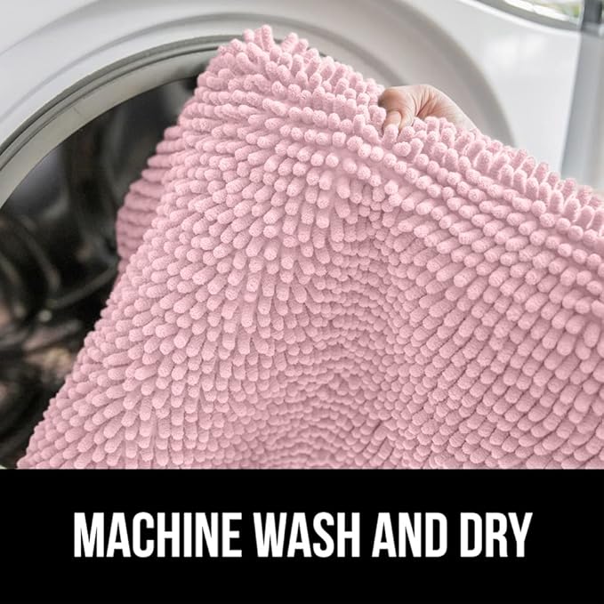 GORILLA GRIP Bath Rug Mat 30x20, Thick Soft Absorbent Chenille, Quick Dry Microfiber Mats, Rubber Backing Washable Shower Floor Rugs, US Designed Bathroom Bathmat Home Decor Accessories, Light Pink