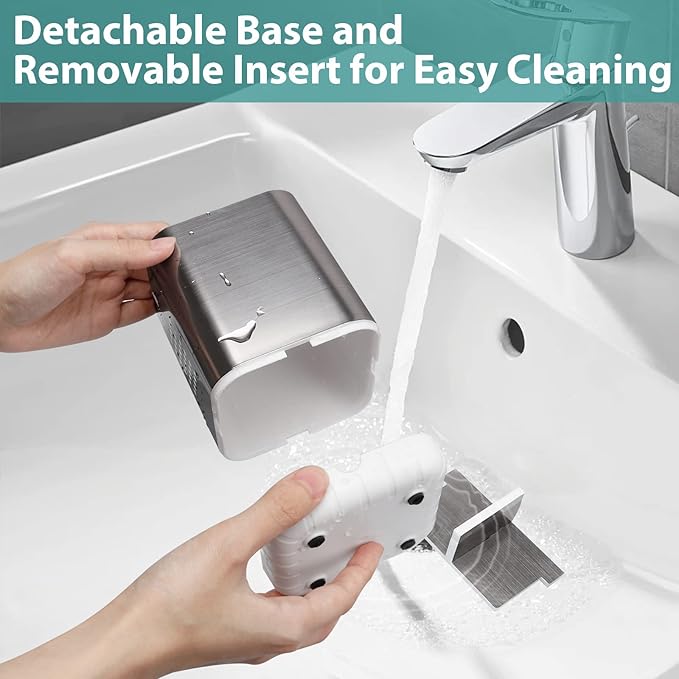 Boperzi Toothbrush Holder Toothpaste Organizer Drainage for Bathroom Vanity, Detachable Anti-Slip Brushed Nickel Toothpaste Storage Caddy 3 Slots with Drainage Holes for Makeup Brush Razor Stand