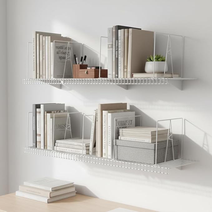 Wire Shelf Dividers - White Closet Organization & Storage Organizer - No Tool Shelf Divider for Wire Shelves - Metal Shelf Accessories – for 12“ Deep Wire Shelves – Tall 12” Height – 12 Pack