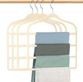 Velvet Hangers Space Saving Non Slip Pant Velvet Hangers, DUDUCOFU 4 Pack Beige Multi Layer Clothes Hangers Closet Organizer for Pants Trousers Scarf