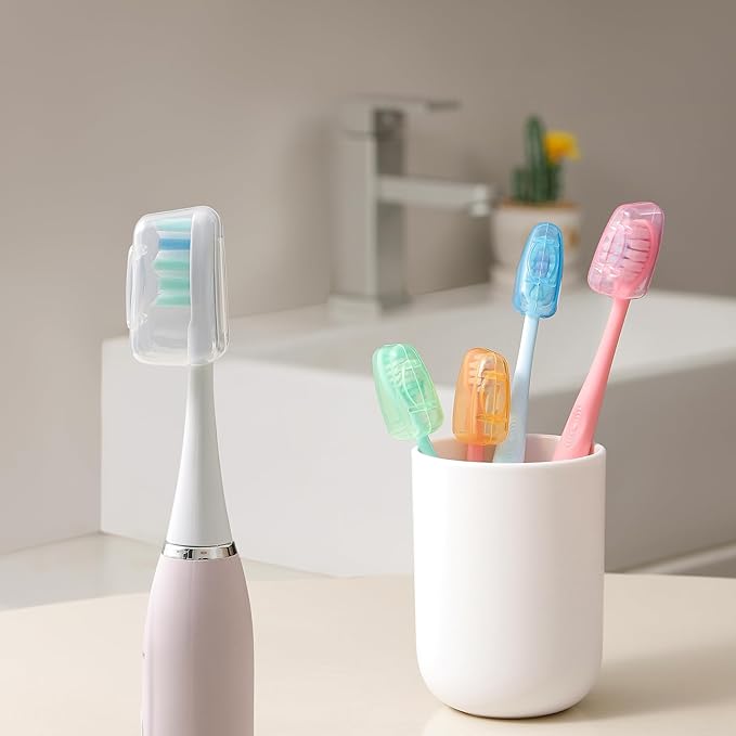 Muslish 100 Pack Toothbrush Covers, Universal Fit for Electric and Manual Brushes, Reusable Travel & Home Protectors (Bulk Value) - Multicolor