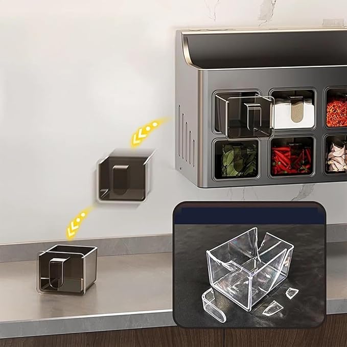 Multifunctional Spice Rack Organizer Wall Mounted with Knife Holder Kitchen Hanging Seasoning Jar Organization (4 Boxes)