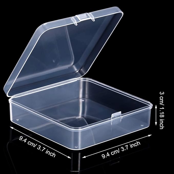 6 Pieces Mini Plastic Clear Beads Storage Containers Box for Collecting Small Items, Beads, Jewelry, Business Cards, Game Pieces, Crafts (3.7 x 3.7 x 1.18 Inch)