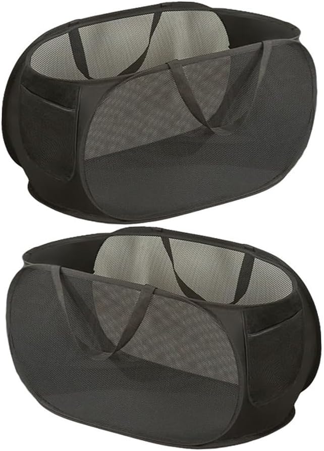 LATERONON 2 Pcs Mesh Popup Laundry Hamper, Opening Laundry Basket,Popup Laundry Basket with Durable Handles,Foldable Pop-up Mesh Hamper Dirty Clothes Basket for Clothes & Laundry-Home Organization