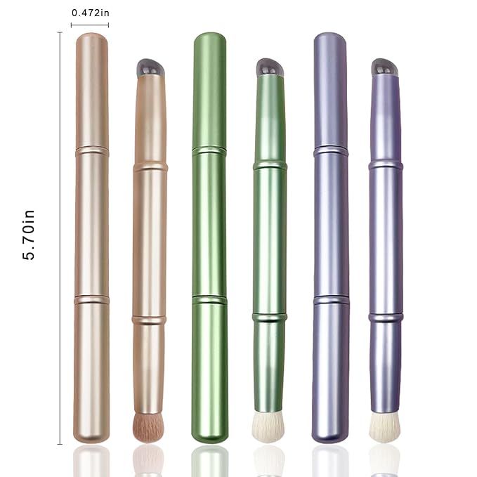 WOKOTO 3pcs Double Headed Nail Art Brushes Chrome Gold Blue Green Silicone Ombre Nail Brushes And Nail Dust Brushes For Nail Art Grandient Design Nail Ombre Brush For Acrylic Nails Painting Brush