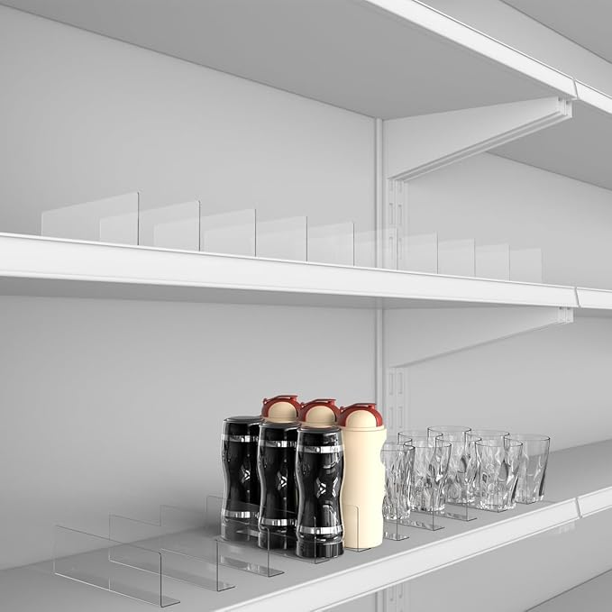 DOITOOL 10pcs Short Shelf Dividers Plastic Closet Shelf Divider Clear L Shape Shelves for Refrigerator Kitchen Office Supermarket Organization, 7.87x2.36x1.18 inch