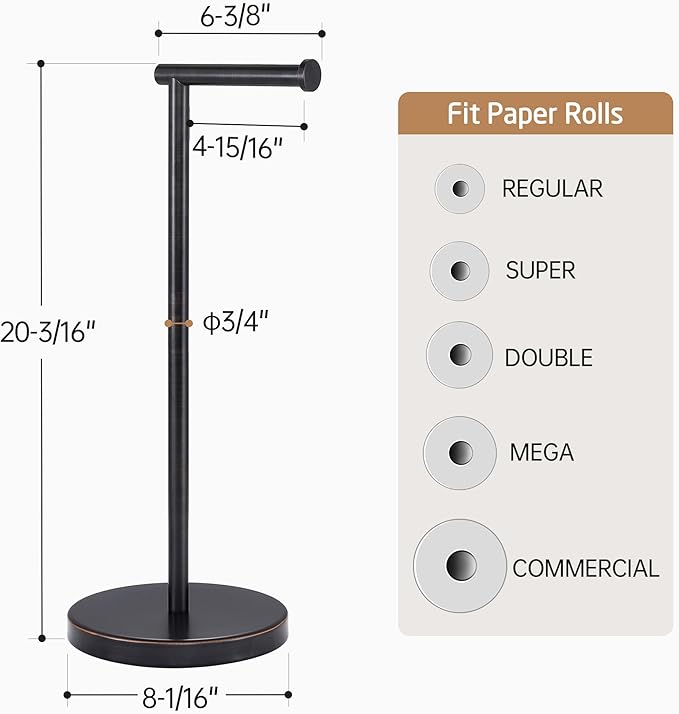 KES Oil Rubbed Bronze Toilet Paper Holder Stand, Freestanding Toilet Roll Holder for Bathroom Floor, Stainless Steel, BPH283S1-ORB