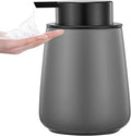12Oz Grey Foaming Soap Dispenser - Ceramic Foam Hand Soap Dispenser with Easy-to-Press Black Pump, Refillable Bathroom Lotion Soap Dispenser, Dish Soap Dispenser for Kitchen Hand Wash Dispenser