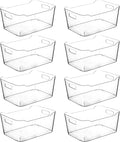 Clear Plastic Storage Bins for Kitchen Organization or Pantry Organizers and Storage, Freezer Organizer Storage Containers Bin for Organizing Refrigerator Cabinet Organizers (8, Large)