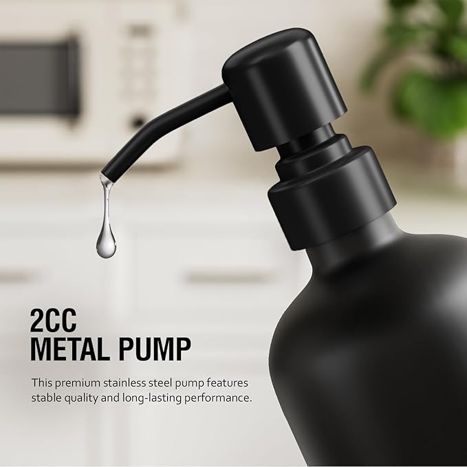 MOMEEMO Kitchen Soap Dispenser Set, Contains Dish and Hand Soap Dispenser, Suitable for Farmhouse Kitchen Decor. (Black & White)