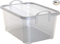 Life Story 24 Pack Light Duty Stackable Storage Bin, 55 Quart Home Organizer, Versatile Lightweight Locking Bins with Carrying Handles, Clear