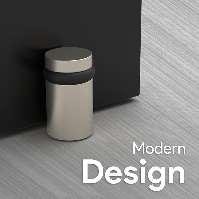 Mega Handles Floor Door Stopper, Quickly Installed Wall Protector, Wall Protectors from Door Knobs, Floor Door Stop with Mounting Hardware Included - Satin Nickel - 2 Inch