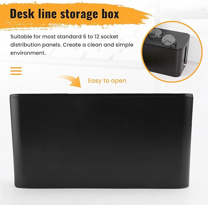 Cable Management Box Cord Organizer Box Power Strip Surge Protector Cover TV Cord Box for Home Office