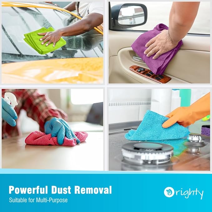 Orighty Microfiber Cleaning Cloth, 150 Pack Microfiber Towels for Cars, Highly Absorbent Car Cleaning Supplies, Lint Free Cloths Clean Rags for Car Care, House, Kitchen, 12x11 inch