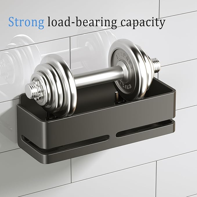 YESENT Shower Caddy, 2-Pack Shower Shelf, Heavy-Duty Bathroom Storage Shelf, Large Capacity No-Drill Bathroom Organizer, Gray Metal Storage Basket, Adhesive Installation