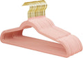 ManGotree Velvet Coat Hangers with 360° Swivel Gold Hook, Non-Slip Felt Suit Hangers, Slim Space Saving Clothes Hanger for Jacket, Sweater, Shirt, Dress, Pants (22 Pack, Light Pink)