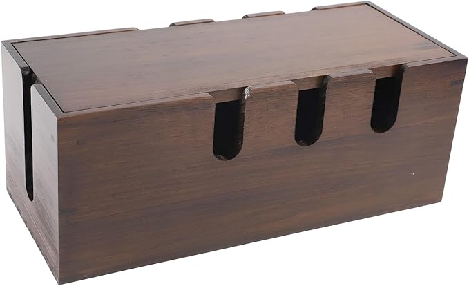 Extra Large Cable Management Box, Wood Cord Hider Box & Organizer for Power Strip, TV Wires & Set-Top Boxes and Electronic Accessories(Dark brown)