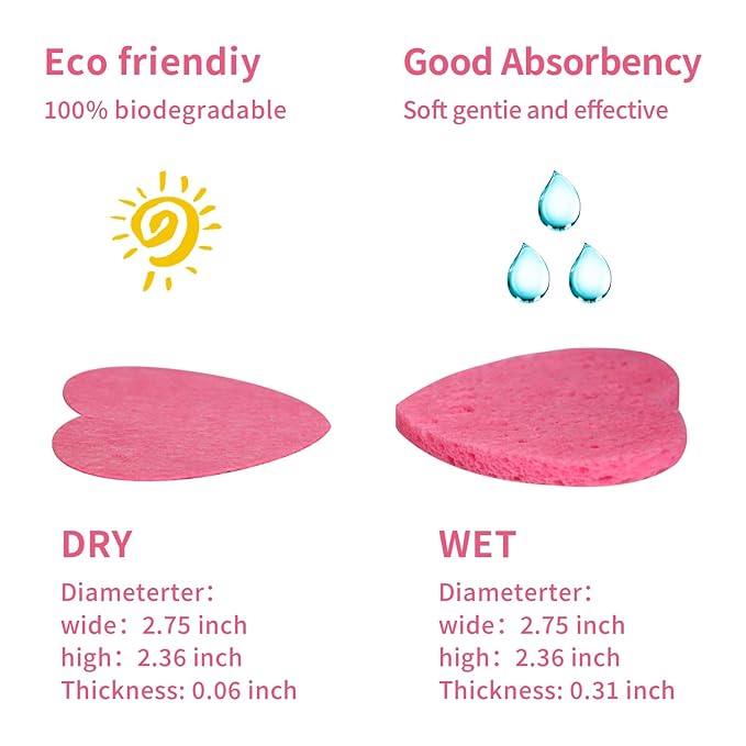 50-Count Facial Sponges Compressed, 100% Natural Cellulose Face Sponge Professional Cosmetic Spa Sponges for Face Cleansing, Exfoliating Mask, Makeup Removal for Travel and Home, Mixed