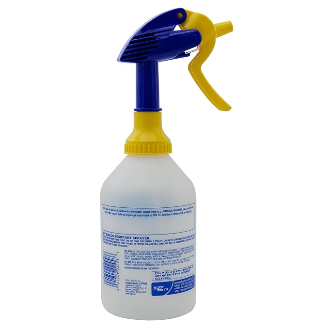 Zep Bleach Resistant Professional Sprayer Bottle - 32 oz (Case of 12) - ZUPRO2-30 Foot Stream Spray or a Fine Mist, Adjustable Nozzle Measurements, Bleach Resistant for Up to a Year