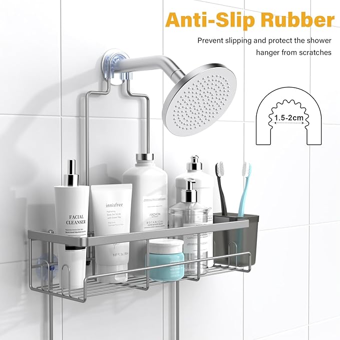 Shower Caddy Hanging Bathroom Organizer: Rustproof Shelf for Inside Shower - No Drilling Racks Over Showerhead - Bath Shelves for Shampoo Soap
