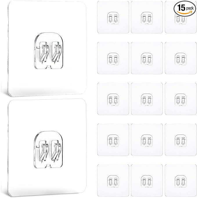 MBAIY0 Shower Caddy Adhesive Replacement, 15 Pack Strong Shower Shelf Adhesive Hooks for Bathroom Storage Shelves and Kitchen Racks