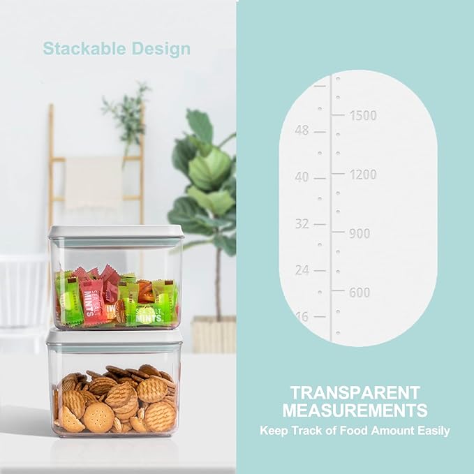 Airtight Food Storage Container Pop Containers With Lids, Bpa Free for Spaghetti Cereal Flour Rice Kitchen Organizer (500ml / 0.5qt *4)