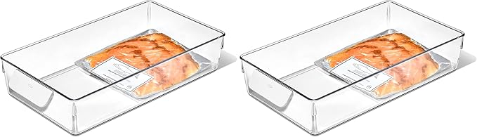 OXO Good Grips Fridge Organization Bin 8 in x 14 in - for Cheese, Meat, Fish and More (Pack of 2)