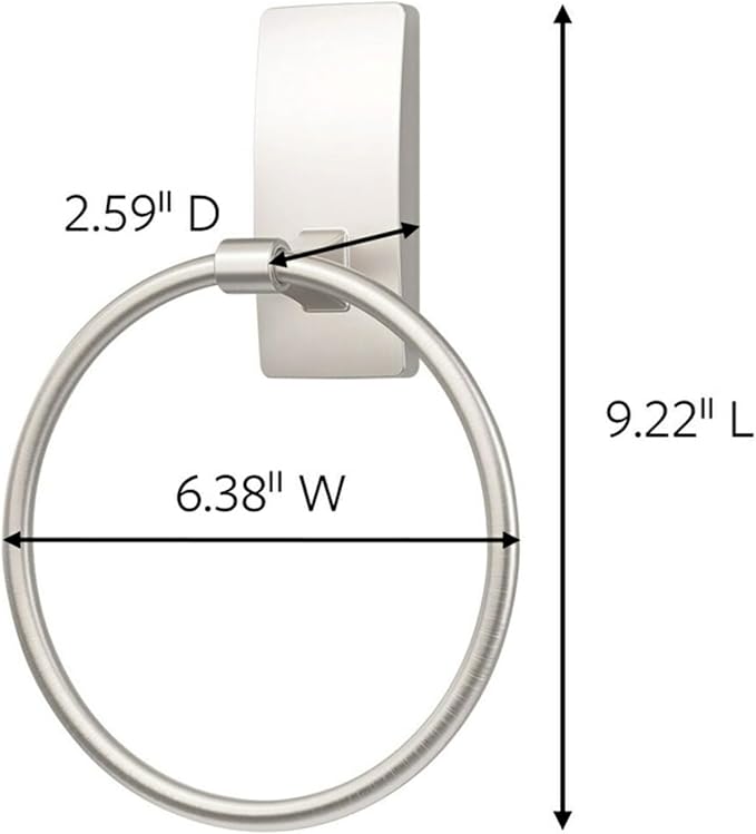 Command Hand Towel Holder Satin Nickel with Water Resistant Command Strips, Rust Resistant Bathroom Organizer, Holds up to 5 lbs