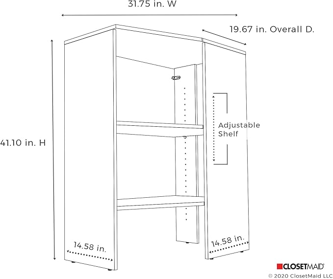 ClosetMaid SuiteSymphony Wood Corner Shelf Unit, 2 Shelves, Adjustable, Stacking, For Storage, Closet, Clothes, Shoes, Décor, Pure White