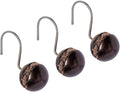 Creative Scents Dublin Brown Shower Curtain Hooks - Decorative Set of 12 Durable Shower Rings