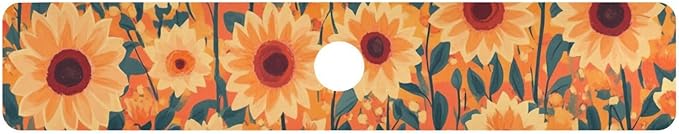 Kitchen Sink Splash Guard 1 PC 30 Inch Sink Faucet Mat Splash Guard for Bathroom Countertop Water Absorbent Foldable Cuttable Soft Washable Orange Sunflowers and Poppy Flowers