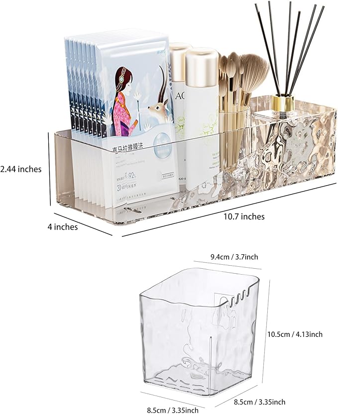 Lae Nuvole 4 Pack Wall Mounted Bathroom Caddy Organizer, Adhesive Shower Shelf for Inside Shower Caddy Plastic Bathroom Organizers and Storage with Bins for Makeup, Bath, Home Decor (Clear-4 Pack)