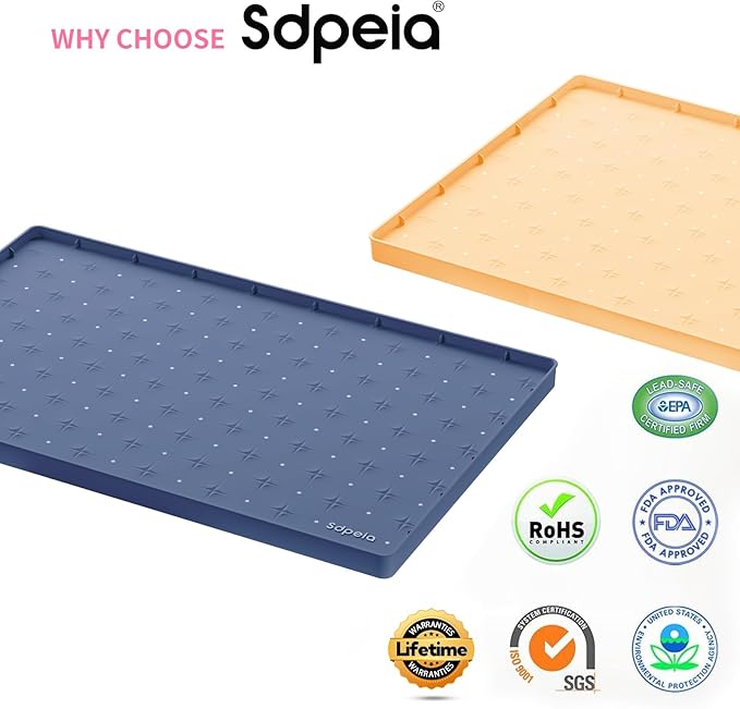 Sdpeia Under Sink Mat 22"×19" Waterproof Silicone Cabinet Liner & Sink Protector for Kitchen & Bathroom, Multi-Purpose Organizers Tray for Pets, Laundry, Cat Litter Mat